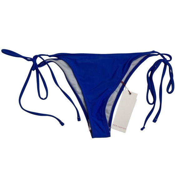 Red Carter Bikini Moonstone Triangle Top & Voyage Blue Tie Side Bottoms Small - Picture 7 of 11